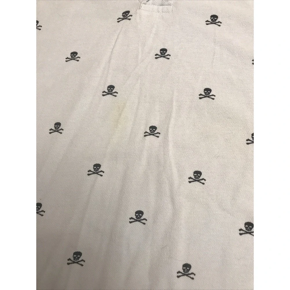 Old Navy XXL Baby Blue Polo Shirt Top Danger Skull‎